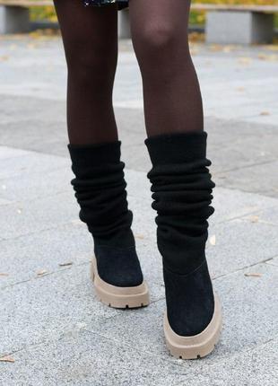 Супер стильні замшеві чоботи-панчохи в наявності та під відшив демі / зима 💛💙🏆2 фото