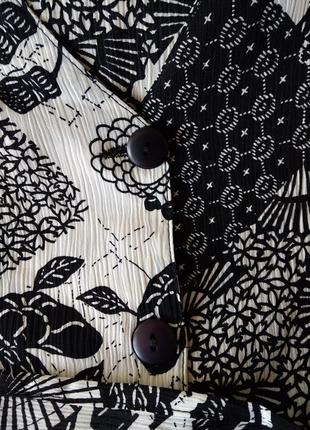 Р 14-16/48-50-52 витончена легка чорно-біла блуза блузка на ґудзиках жатка6 фото