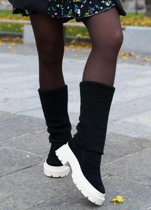 Супер стильні замшеві чоботи-панчохи в наявності та під відшив демі / зима 💛💙🏆6 фото