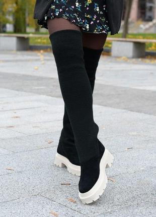 Супер стильні замшеві чоботи-панчохи в наявності та під відшив демі / зима 💛💙🏆7 фото