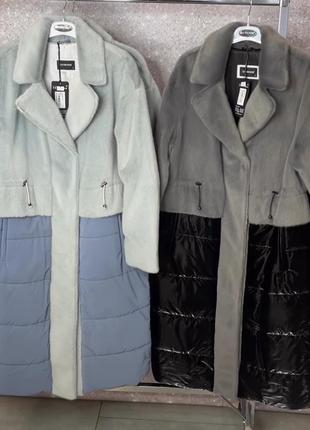 Шикарные пальто,шубка, дублёнка,плащевка+ мех под норочку,шикарные,последние размеры.1 фото