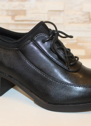 Туфли женские черные на каблуке т1588