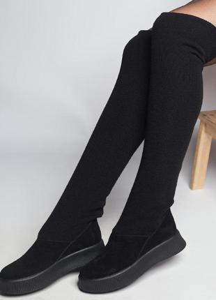 Супер стильні замшеві чоботи-панчохи в наявності та під відшив демі / зима 💛💙🏆1 фото