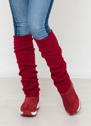 Супер стильні замшеві чоботи-панчохи в наявності та під відшив демі / зима 💛💙🏆5 фото
