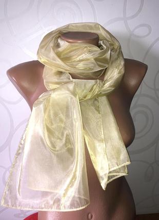 Красивый золотой желтый шарф палантин легкий3 фото
