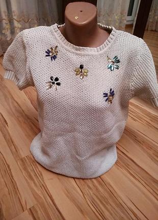 Стильный тёплый свитер плотная вязка коттон 💯, m-l xl