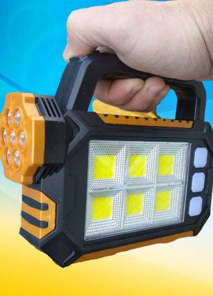 Светодиодный ручной фонарь с аккумулятором на солнечной батарее. фонарь, фонарик led solar