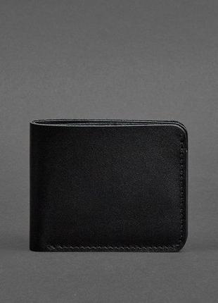 Женский тонкий кожаный кошелек маленькое портмоне двойного сложения из натуральной кожи угольно черный1 фото