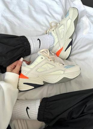 Прекрасные женские кроссовки nike m2k tekno beige/orange бежевые с оранжевым6 фото