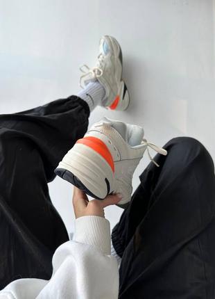 Прекрасные женские кроссовки nike m2k tekno beige/orange бежевые с оранжевым9 фото
