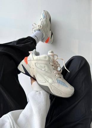 Чудові жіночі кросівки nike m2k tekno beige/orange бежеві з помаранчевим3 фото