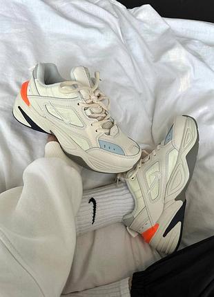 Чудові жіночі кросівки nike m2k tekno beige/orange бежеві з помаранчевим1 фото