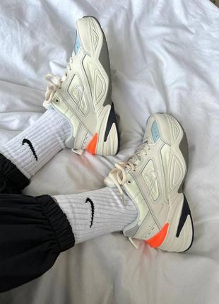 Прекрасные женские кроссовки nike m2k tekno beige/orange бежевые с оранжевым4 фото