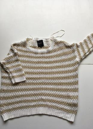 Вязаная кофточка на лето в полоску крупная сетка reserved