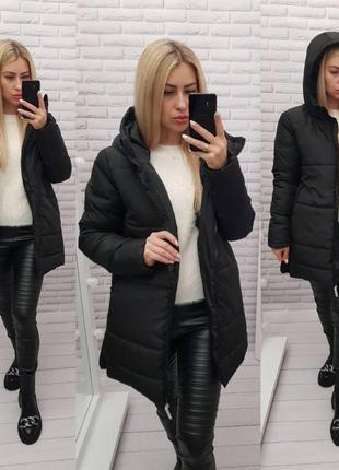 Aiza тепла куртка пуховик жіноча зимова а060 чорний чорна чорного кольору