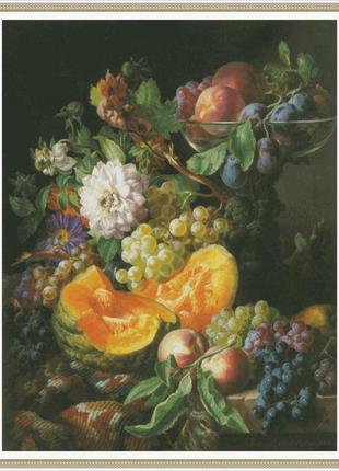 Схема вишивка  gk  «персики, сливи, виноград і мелом» 600 x 772