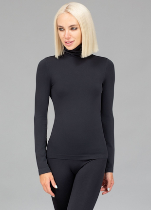 Водолазка гольф безшовний із м'якої мікрофібри, черний колір