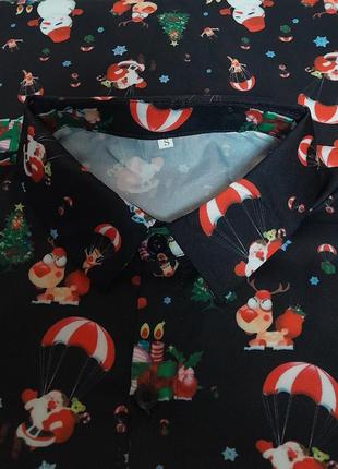 Стильная хлопковая рубашка в новогодний принт, 💯 оригинал, молниеносная отправка4 фото