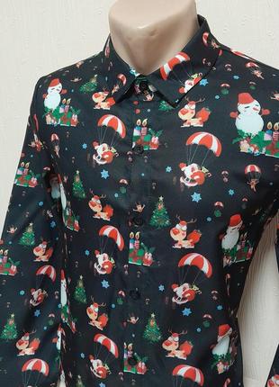 Стильная хлопковая рубашка в новогодний принт, 💯 оригинал, молниеносная отправка3 фото