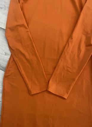 Тепленькое приятное к телу платье миди оранжевое2 фото