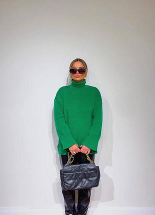 Женский джемпер свитер зелёный оверсайз удобный размер xs, s, m, l, xl4 фото