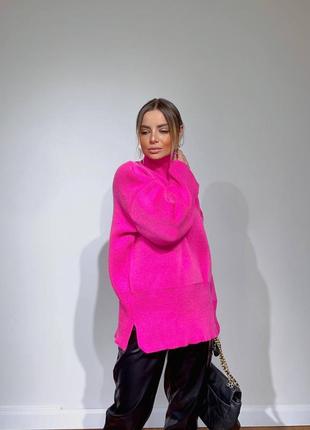 Женский свитер туника малиновый розовый цвет xs, s, m, l, xl