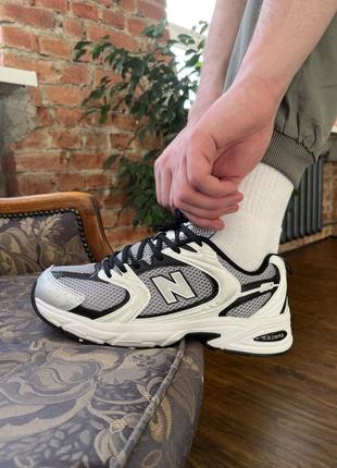New balance 530 white silver black, чоловічі кросівки нью баланс 530, кроссовки мужские весна-осень нб