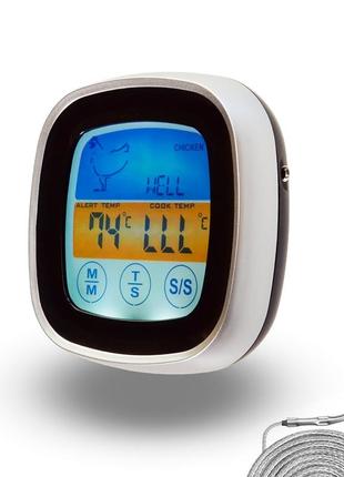 Термометр электронный кухонный с жк дисплеем и таймером supretto (5982)