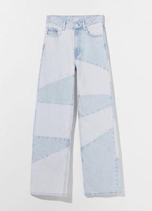Новые идеальные джинсы bershka прямые свободные оверсайз палаццо mom широкие пэчворк брюки брюки брюки высокая посадка с вставками базовые y2k zara