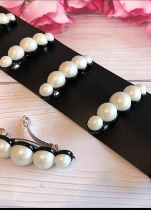 Заколка автомат с жемчугом