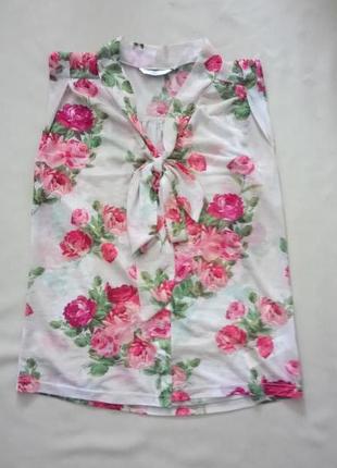 Трикотажная блуза в цветах с бантом размер uk 102 фото