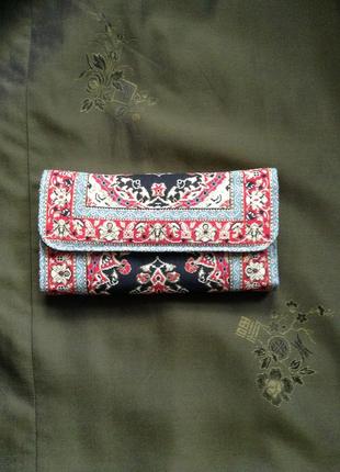 Кошелек в стиле бохо ткань внутри кожа 19*11