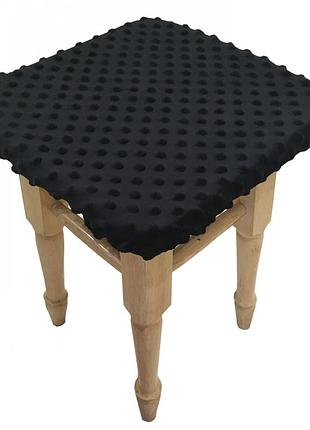 Натяжний чохол (плюш) для табуретки на гумці від від ™ minkyhome 33х33 см. чорний