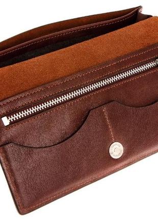 Кожаное портмоне grande pelle с отделениями для карточек, кошелек с монетницей, терракотовый цвет, глянцевый3 фото
