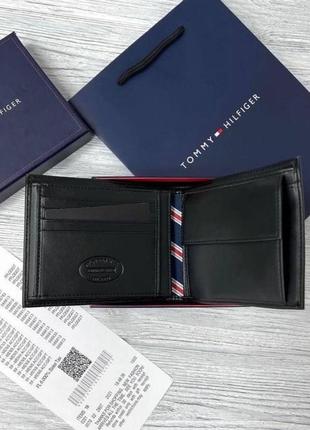 Мужской брендовый черный кошелек Tommy hilfiger lux + брелок2 фото