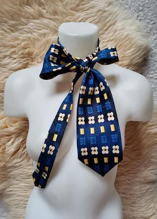 Галстук винтаж вінтажна краватка жовто-блакитна10 фото