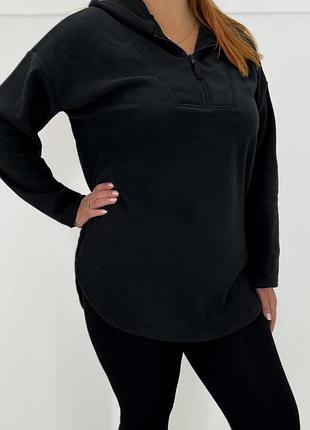 Чорне флісове худі
