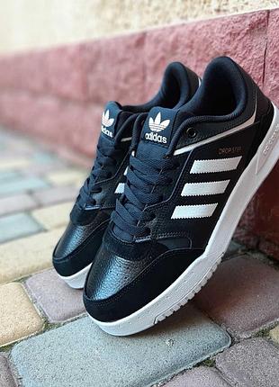 Жіночі чорно-білі шкіряні кросівки adidas drop step🆕кеди адідас