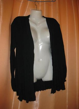 Нарядная черная накидка кофта свитер кардиган roman км1440 большой размер, длинный рукав, в рубчик