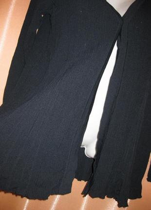 Нарядная черная накидка кофта свитер кардиган roman км1440 большой размер, длинный рукав, в рубчик4 фото