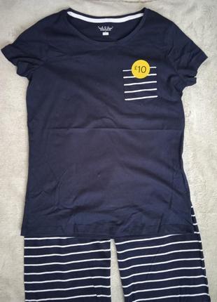 Натуральная пижама f&f штанами футболка хлопок комплект для сна3 фото