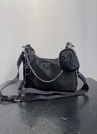 Жіноча сумка prada re-edition black (сумка\оригинал\купити\прада)