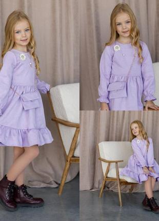 Нарядное платье на девочку 3-8 лет 98-128 см замш9 фото