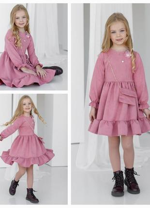 Нарядное платье на девочку 3-8 лет 98-128 см замш5 фото