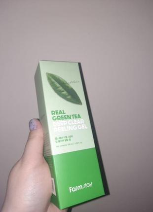 Пилинг-гель для лица farmstay real green tea deep clear peeling gel с экстрактом зеленого чая, 100 мл