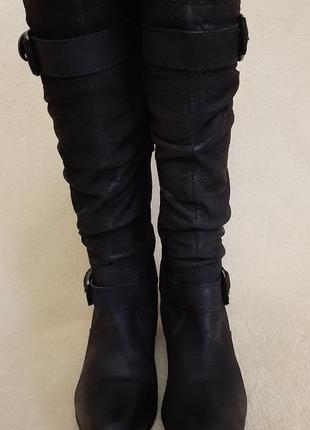 Высокие кожаные сапоги фирмы janet d (немечки) р. 37 стелька 24 см