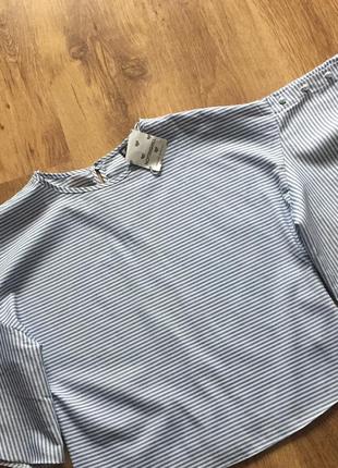 Блуза в смужку з розкльошеними рукавами1 фото