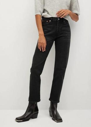 Черные прямые джинсы от mango, 38, 42р, испания2 фото