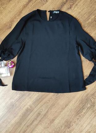 Блуза черная с завязками на руковах, fashion union