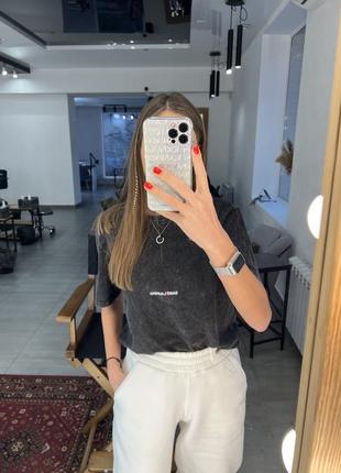 Футболка с потертостями (серая) ysl